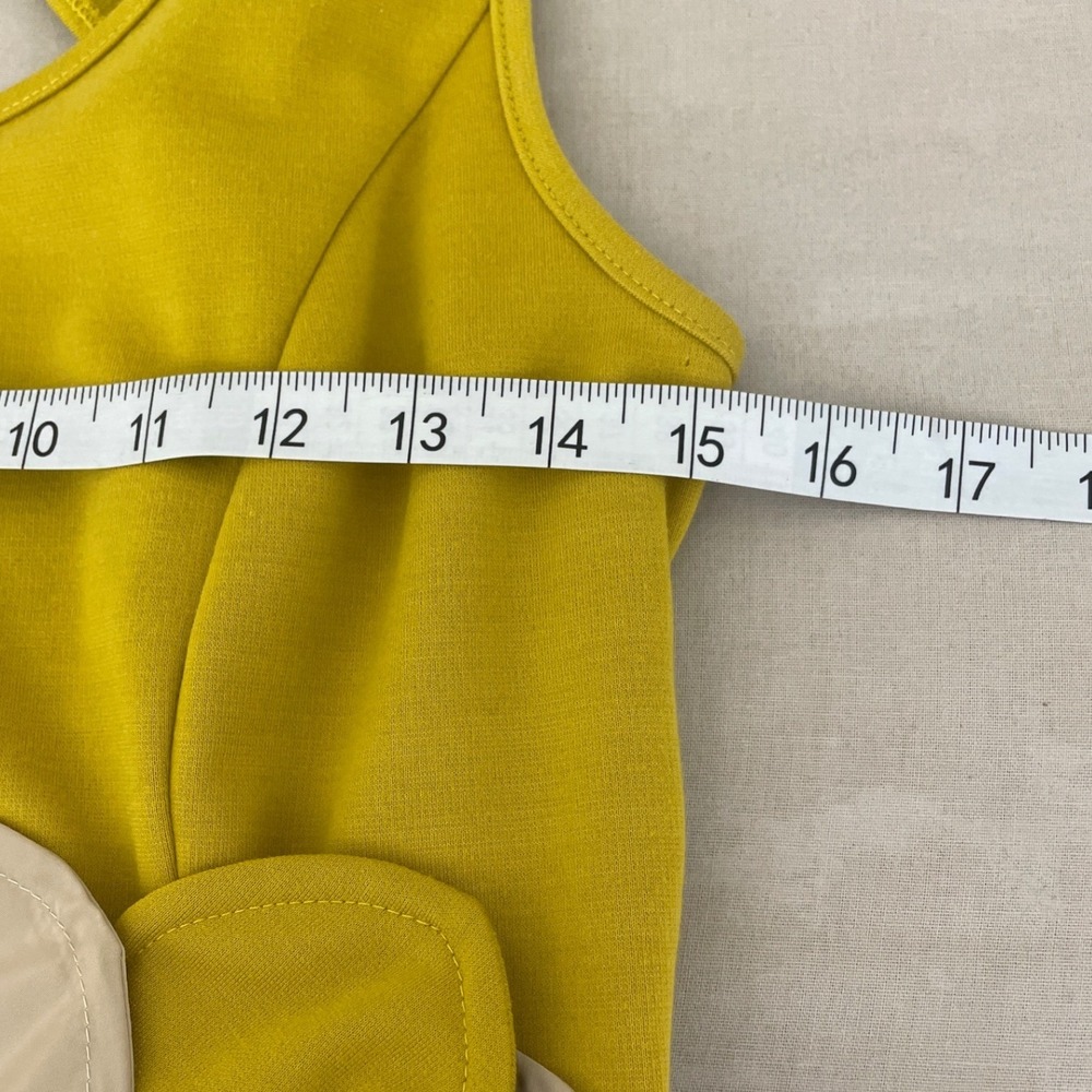 Ryu Anthropologie Yellow Striped Floral Fit Flare Dress Cutout Back Womens M - Picture 5 of 7